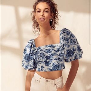 Abercrombie & Fitch Pleated Puff Sleeve Top